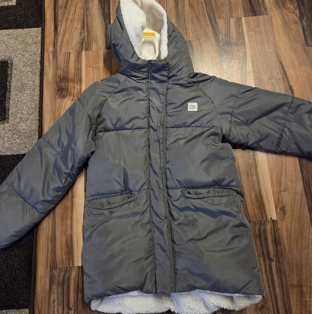 Gray Hooded Puffer Jacket